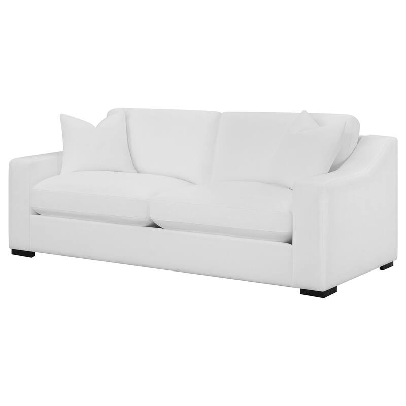 Ashlyn Transitional Upholstered Sloped Arm Sofa White