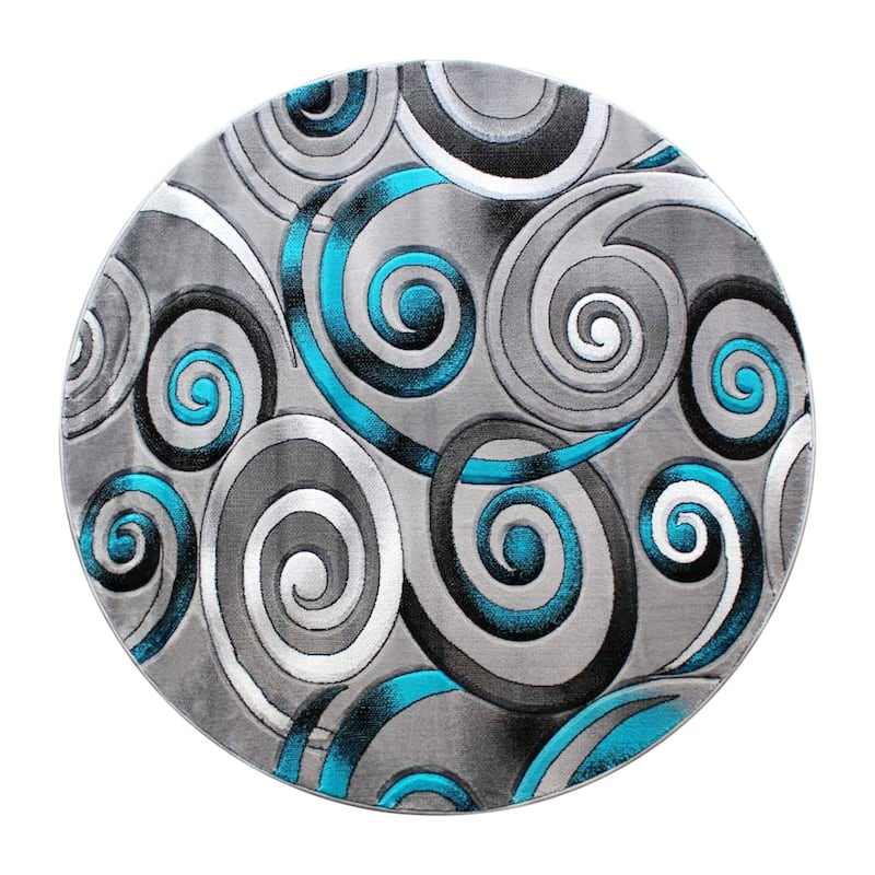 Modern Spiral Patterned Olefin Indoor Area Rug