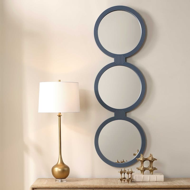 Uttermost Going In Circles Blue Gray Mirror - 18.00" W x 56.00" H x 1.50" D