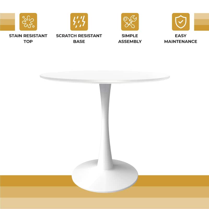 Bristol 24" Round Dining Table, Modern Pedestal Base Kitchen Table - Sintered Stone/MDF Top for Kitchen & Small Spaces