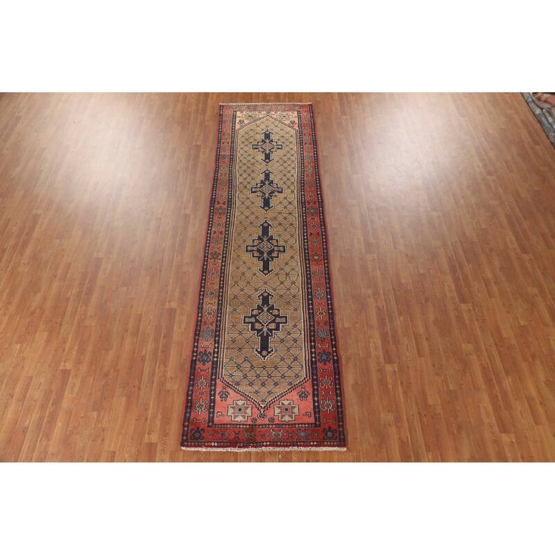 Koliaei Persian Vintage Runner Rug Hand-Knotted Wool Carpet - 3'5" x 12'5"