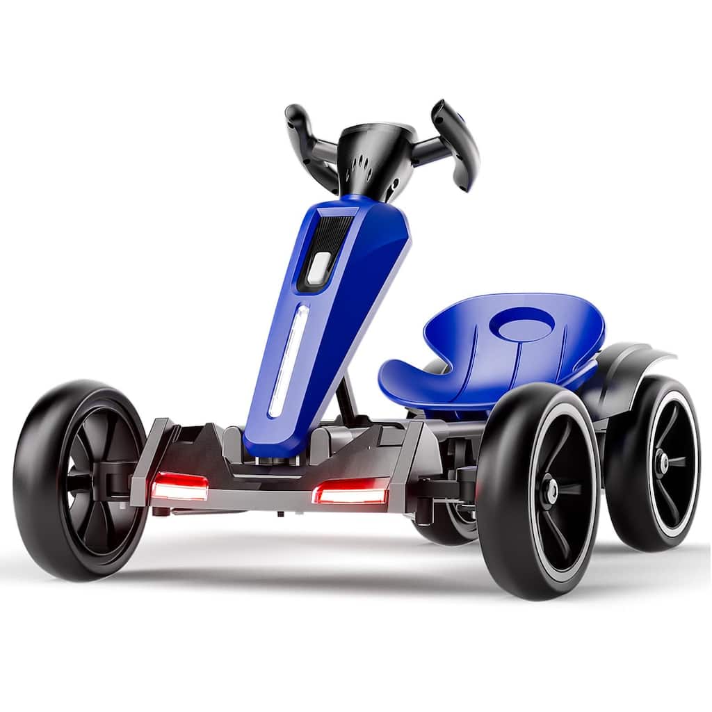 12V Electric Kids Pedal Go Kart for Ages 3-6, Blue with Adjustable Seat & EVA Wheels