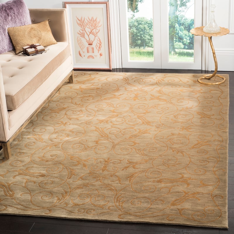 SAFAVIEH Couture Hand-knotted Tibetan Lilit Modern Wool Rug - 6' x 9' - Green/Gold