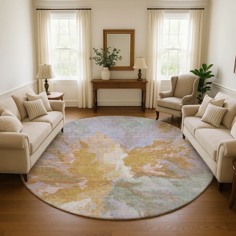Premium Washable Super Soft Abstract Burst Mayfield Rug - Rust - 8' x 8'