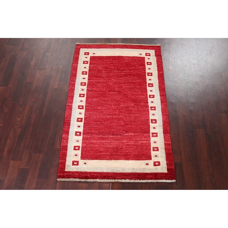 Gabbeh Kashkoli Wool Oriental Area Rug Hand-knotted Geometric Carpet - 3'2" x 5'1"