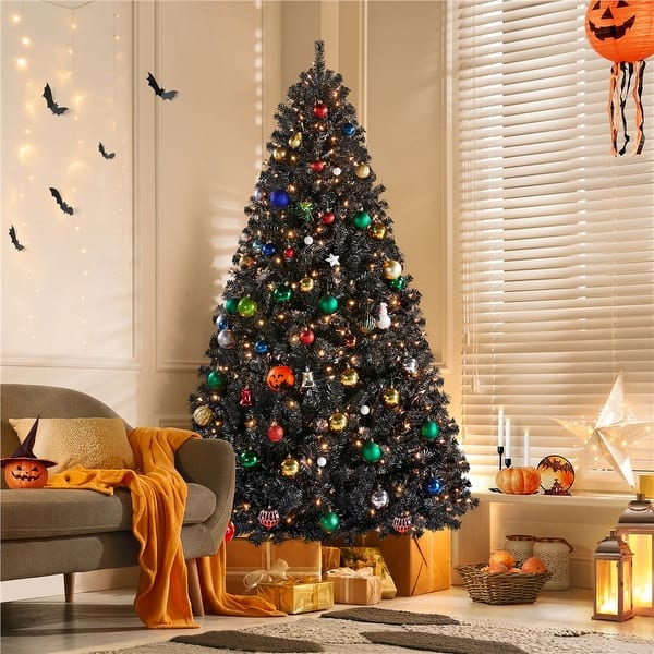 Yaheetech 9ft Pre-lit Spruce Artificial Hinged Christas Pine Tree