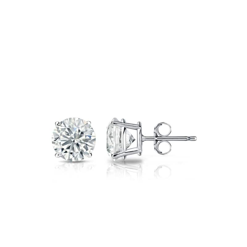 Auriya 14k Gold Lab Grown Round Diamond Stud Earrings 0.50 to 5.00 ct. tw. Push-Back (F-G VS) - White - 1.25 ct. tw.