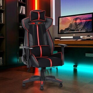 Red Racing Computer Chair Gaming Chair Racing Office Ergonomic Computer PC Adjustable Swivel ...