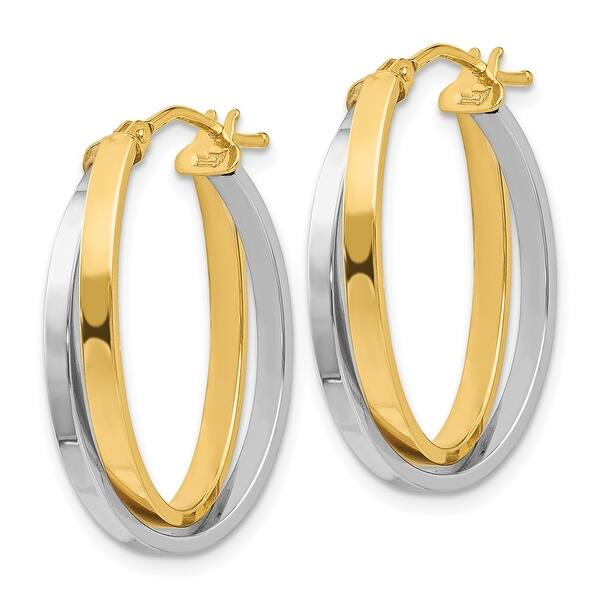 FB Jewels Solid Leslies 14K White Gold Polished And Textured Hoop Earrings FB Jewels Solid Leslies 14K White Gold Polished And Textured Hoop Earrings