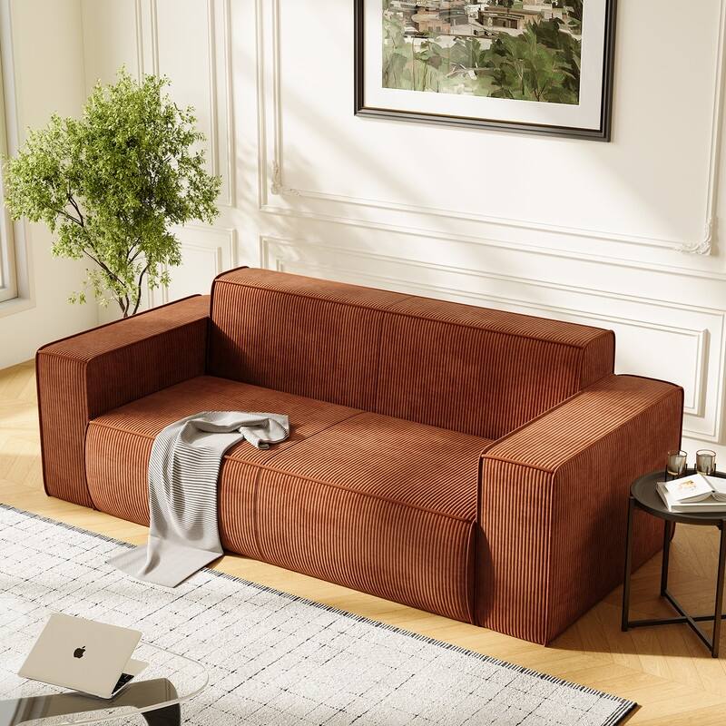Mixoy Modern Velvet Fabric Loveseat Sofa with Legless Design&Widened Armrest,Upholstered 2-Seater Couch for Living Room