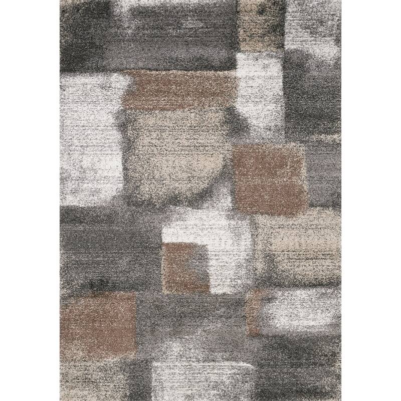 Brookfield Collection - Plush Brown/Grey Simple Patches Area Rug