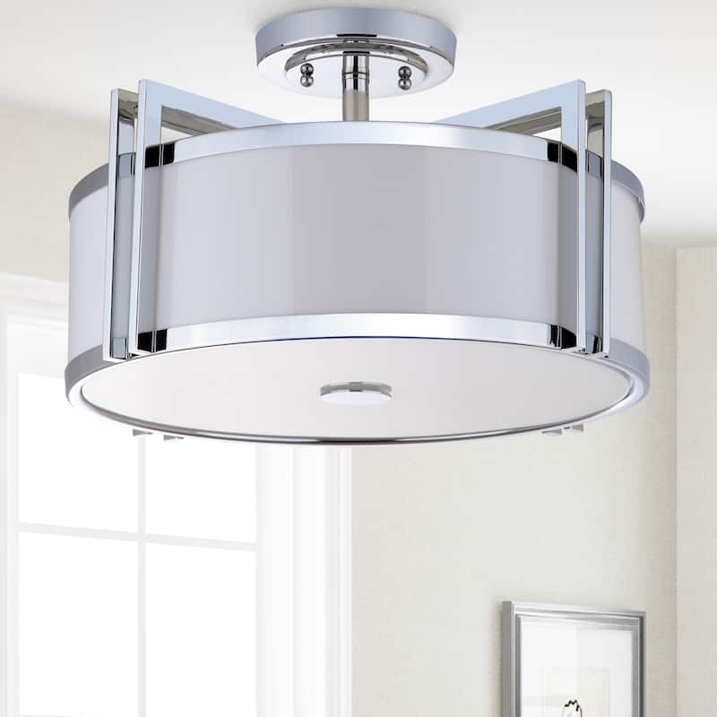 SAFAVIEH Lighting Jolie Orb Drum 3-Light Gold Ceiling Light - 17.125"x17.125"x10.25" - 17Wx17Dx10H - Chrome