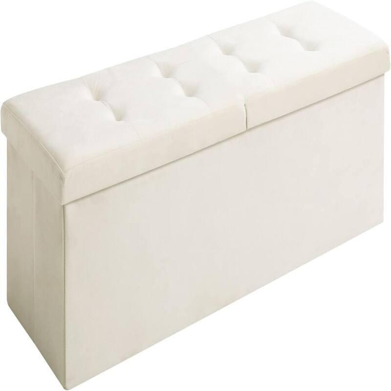 Storage Ottoman Bench Foldable Velvet