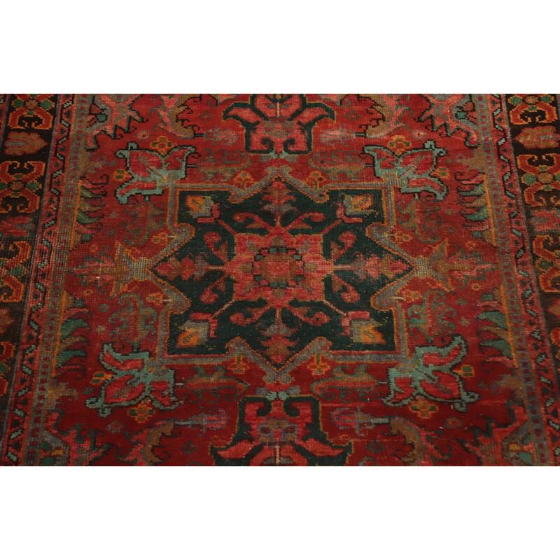 Hand Knotted Oriental 100% Wool Carpet Traditional Floral Red Heriz Area Rug - 4' 7'' X 3' 2''