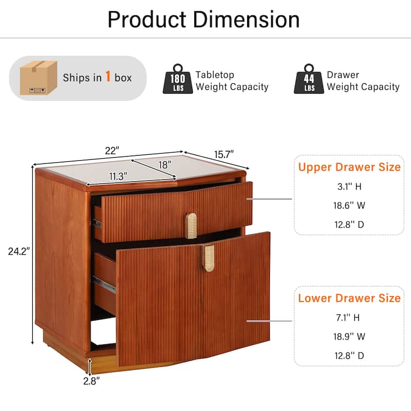Christopher Knight Home - Silvio Nightstand with Manufactured Wood and Prism Silhouette