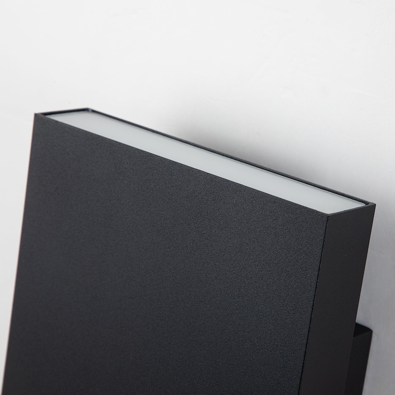 2-Light Matte Black Dimmable Outdoor LED Wall Sconce