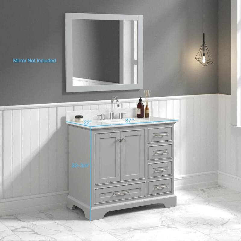 Blossom Copenhagen 36" Solid Wood Bathroom Vanity w/ Marble Top & Sink