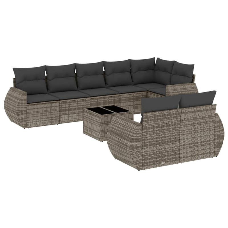 vidaXL Patio Sofa Set with Cushions Outdoor Conversation Furniture Poly Rattan