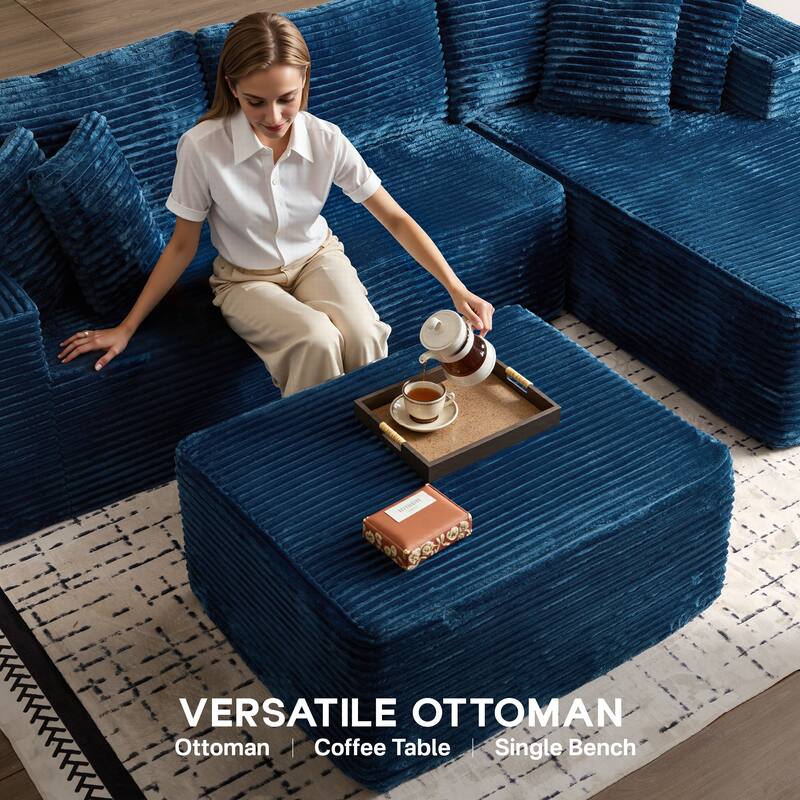 OVIOS All-Foam Cloud L-Shaped Lounger Sofa​ ​​With Ottoman​