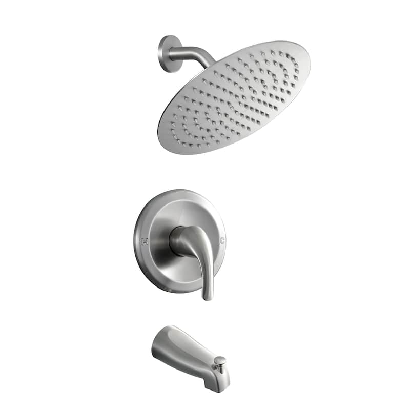 10 in. Wall Mounted Single-Handle 2-Spray Round Tub and Shower Faucet