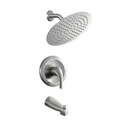 10 in. Wall Mounted Single-Handle 2-Spray Round Tub and Shower Faucet