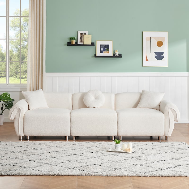 112" teddy velvet fabric, with 3 pillows for living room