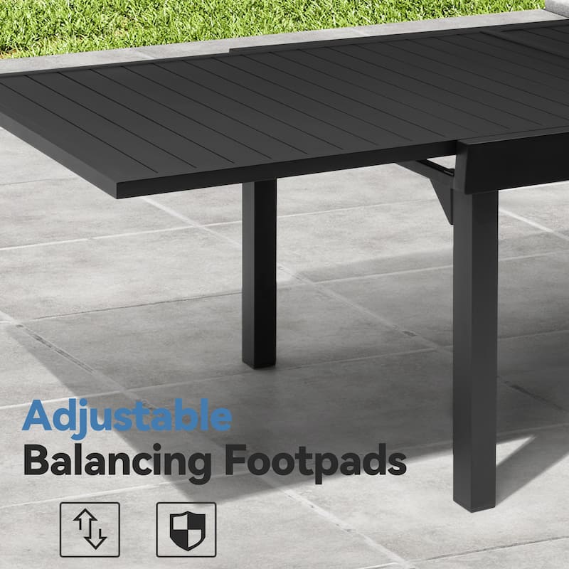 VredHom Aluminum Outdoor Rectangle Extendable Dining Table