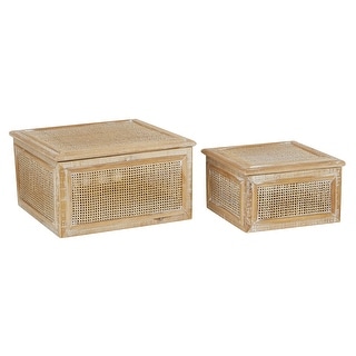 Square Rattan Boxes For Storage 2 Pcs Farmhouse Style Brown 10 X 10 X 6 Overstock 32120603