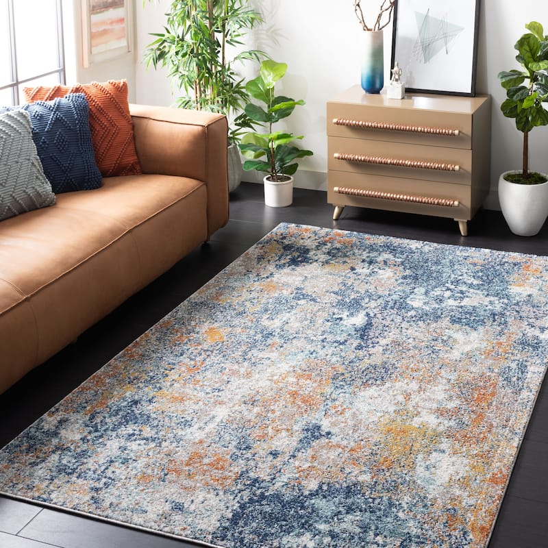 SAFAVIEH Aston Shahide Modern Abstract Rug - 5'3" x 7'7" - Navy/Gold