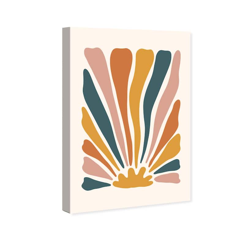 Wynwood Studio Canvas Abstract Petals Sunrays Gold and Teal Modern & Contemporary Wall Art Canvas Print