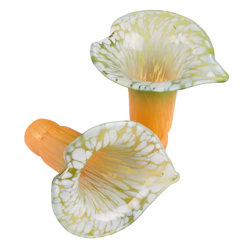 20-inch Antique Brass and Hand Blown Glass 5 Calla Lily Uplight Accent Lamp - 15" x 14" x 20"