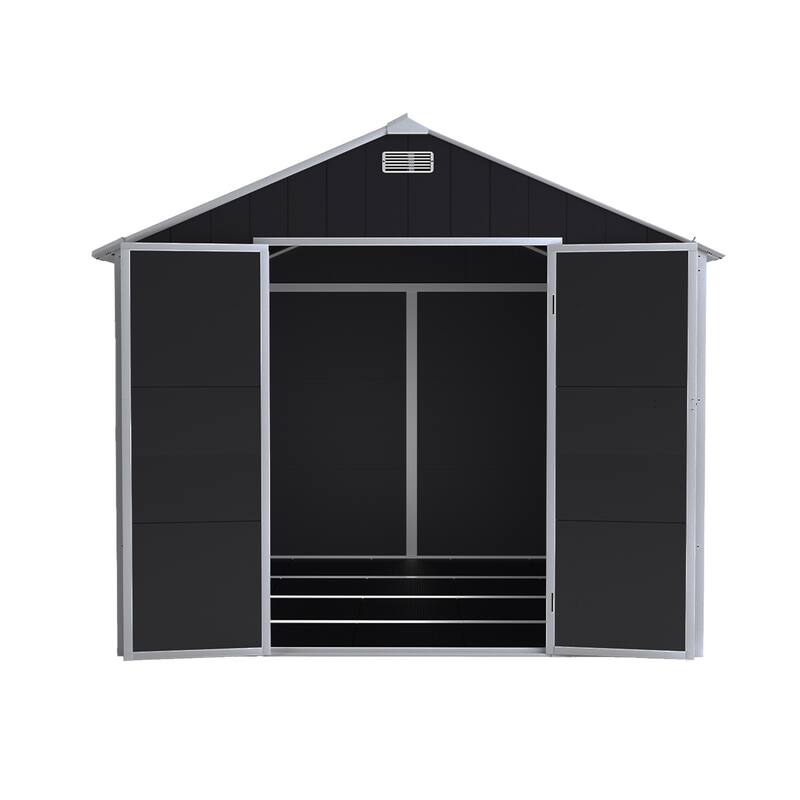 8*8ft Resin Storage Shed, High Quality PP Material, Waterproof, Rust And UV Proof, Large Storage Space, 12mm Thick PP Board