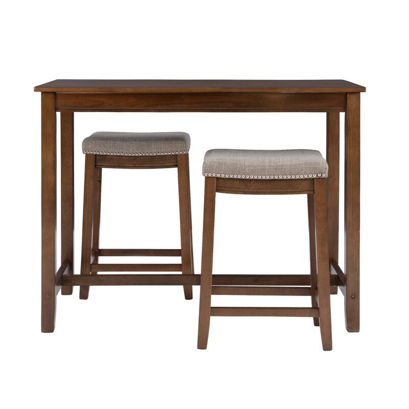 3-Piece Counter Table and Stools - 47.25" - Brown and Beige