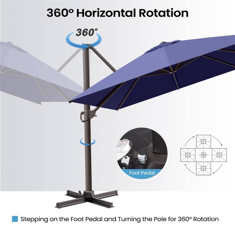 10x12.5 FT Outdoor Patio Cantilever Umbrella with Base