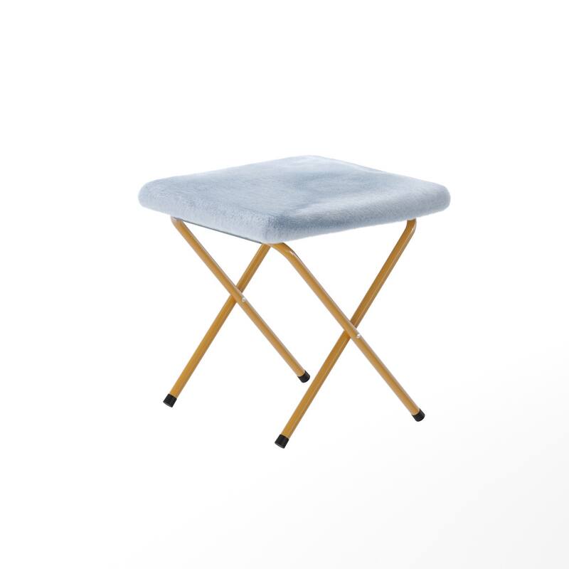 Double Folding Synthetic Fur Saucer Chair with 2 Ottomans
