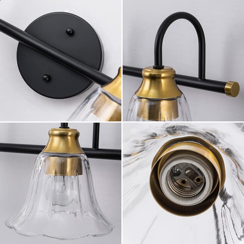 Modern Industrial 3/4-Light Bathroom Vanity Light with Clear Glass Shades