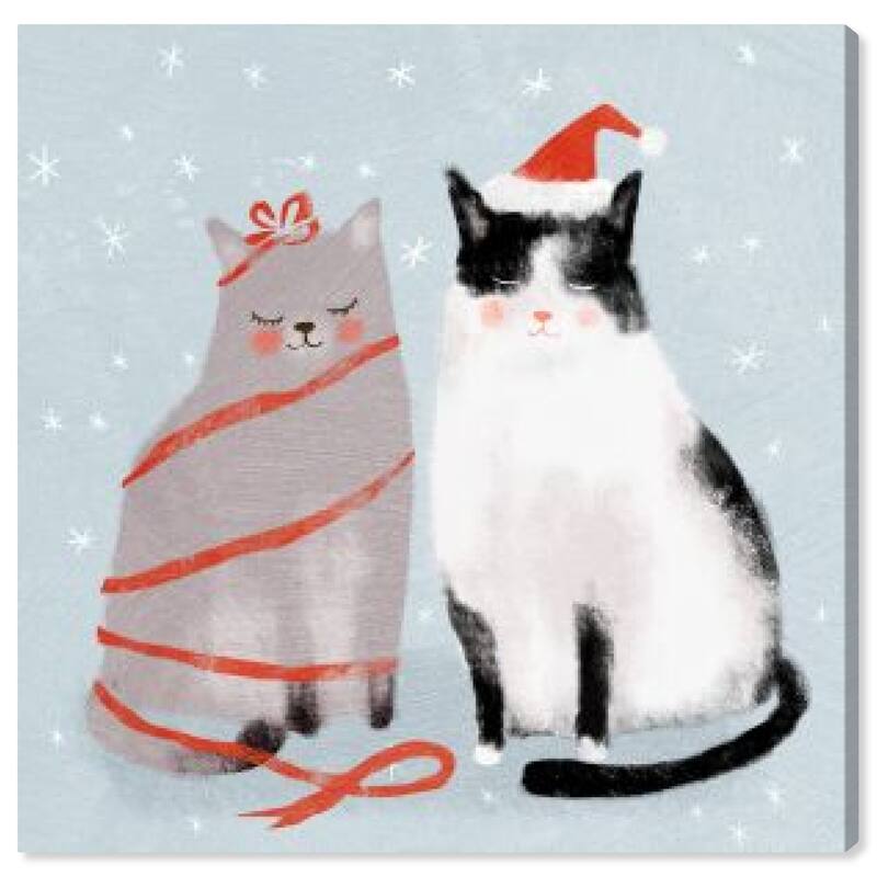 Wynwood Studio Canvas Animals Holiday Pair Blue and Pastel Blue Farmhouse Wall Art Canvas Print