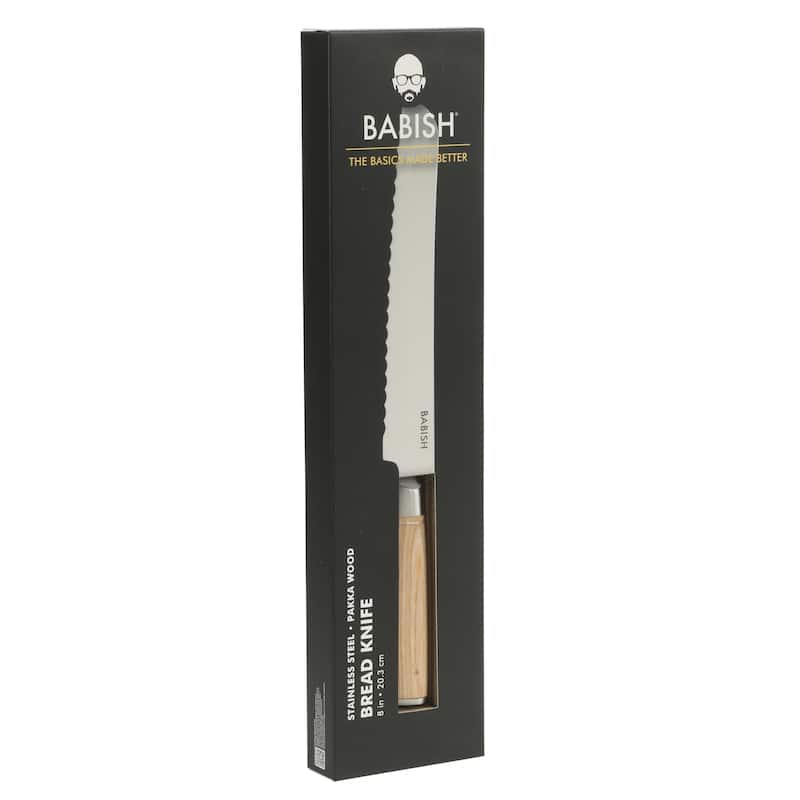 Babish High Carbon 1.4116 German Steel Full Tang 8-Inch Bread Serrated Knife for Slicing Bread, Crusting & Artisan Loaves