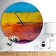 preview thumbnail 1 of 8, Designart 'Yellow Blue Orange in Abstract Painting background' Oversized Modern Wall CLock 23 in. wide x 23 in. high