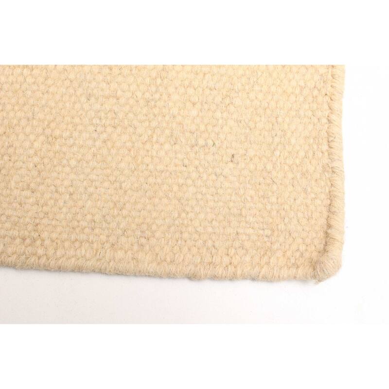 ECARPETGALLERY Flat-Weave Marrakech Cream Wool Kilim - 3'3 x 5'2