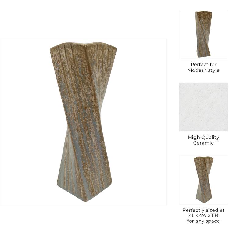 Stoneware Decorative Vase with Drip Glaze Finish Modern Home Decor