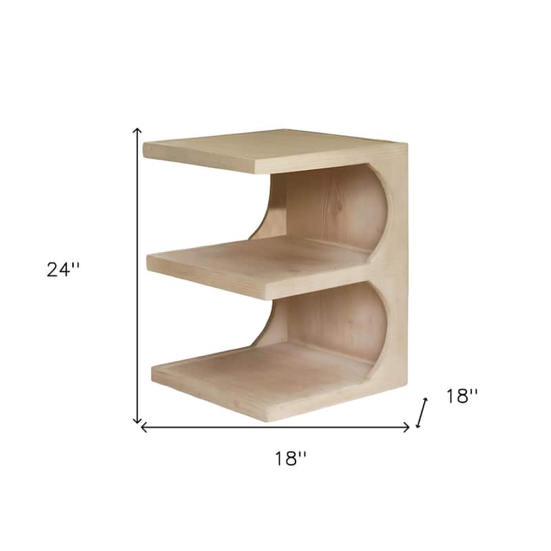 HomeRoots 24" Natural Solid Wood End Table With Two Shelves - 24