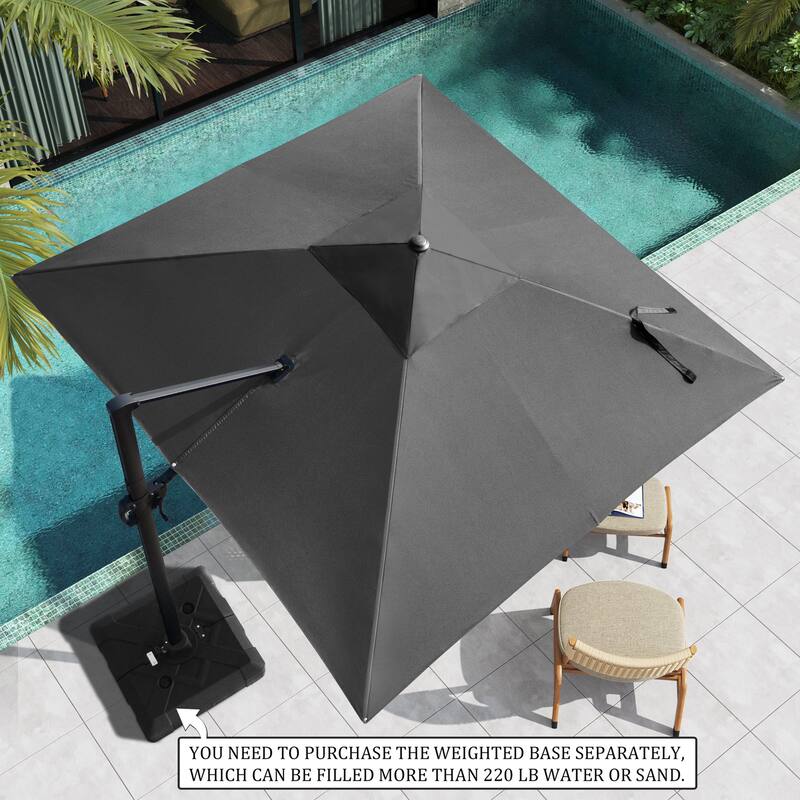 Pellebant 9 FT x 12 FT Outdoor Patio Cantilever Umbrella with Base Stand