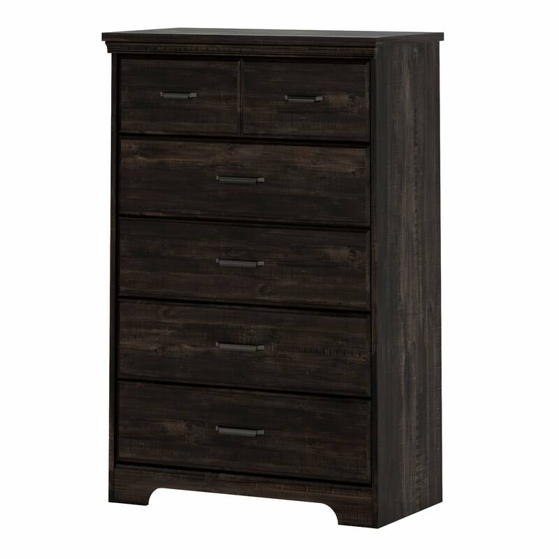 5-Drawer Gray Maple Chest Dresser with Sleek Vertical Design, Smooth Glide Drawers, and Modern Storage Solution