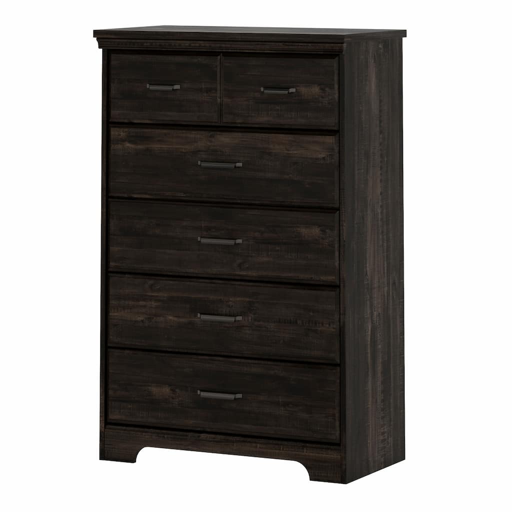 5-Drawer Gray Maple Chest Dresser with Sleek Vertical Design, Smooth Glide Drawers, and Modern Storage Solution