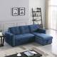 Morden Fort Velvet Reversible Sleeper Sectional Sofa L-Shape with big Storage - Blue