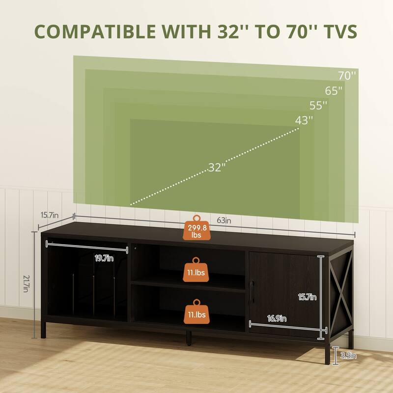 Modern TV Stand for 65 Inch TV, Mid-Century Media Console with Storage