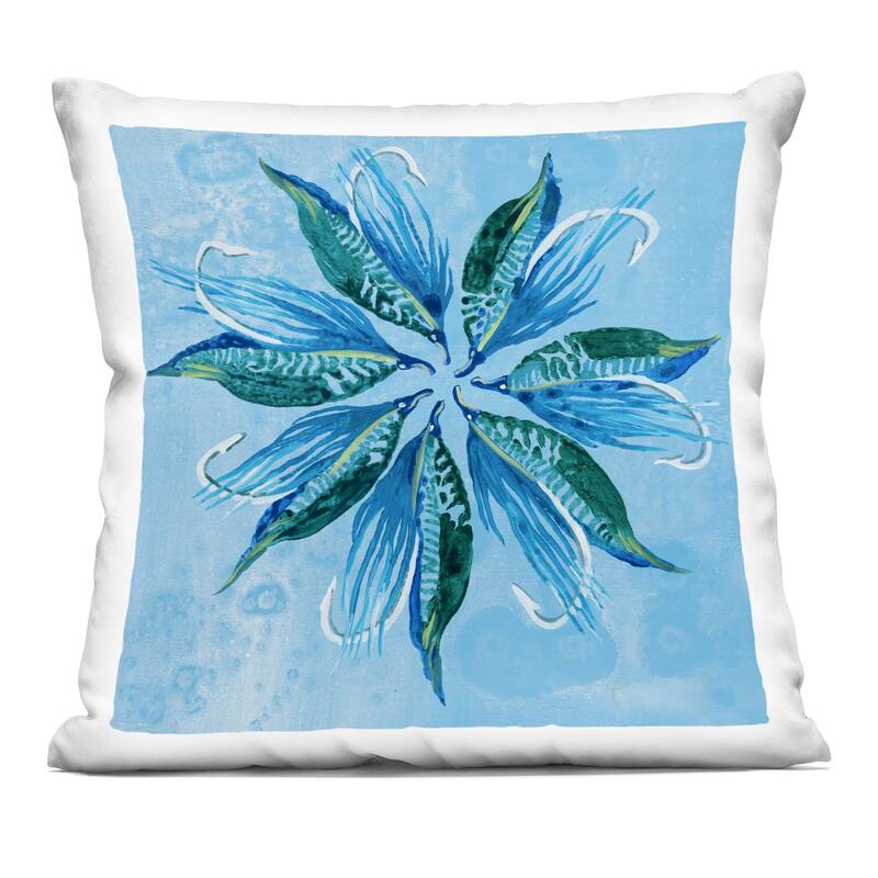 Stupell Blue Flower Shape Design Decorative Printed Throw Pillow Design by Liz Jardine - Accent - Polyester - Blue - Single