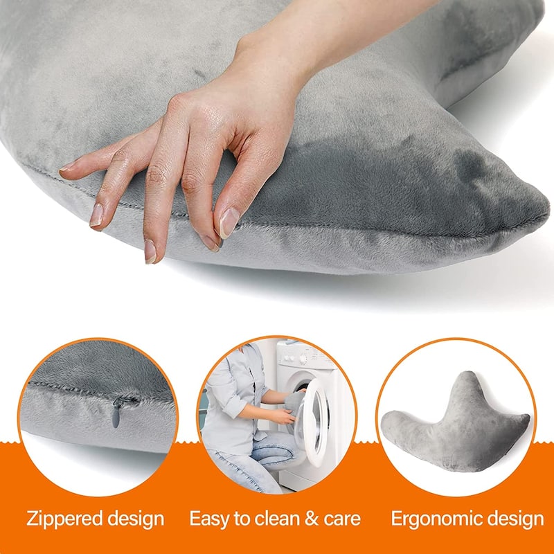 Cheer Collection W Shaped Microplush Shoulder Support Pillow - Grey
