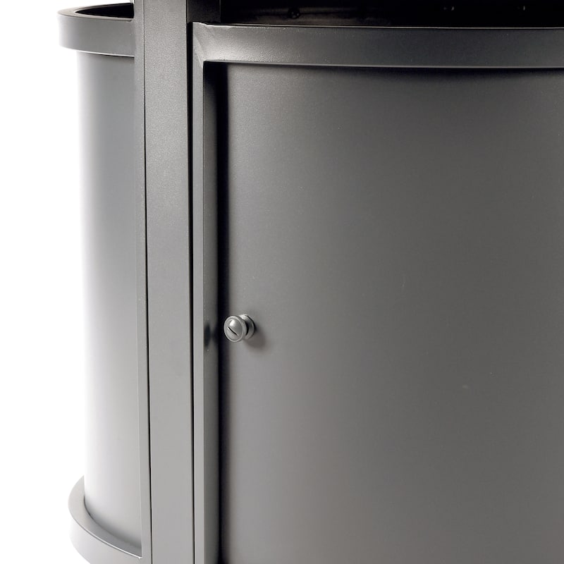 Round 44 in. x 44 in. Aluminum Propane Fire Pit Table with Glass Beads, Two Covers, Lid, 57,000 BTUs - N/A